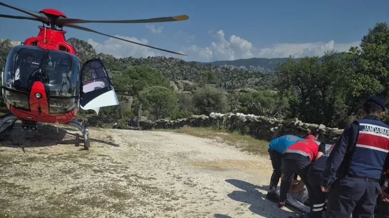 A person who fell ill while walking in Aydın was transported to the hospital by ambulance helicopter